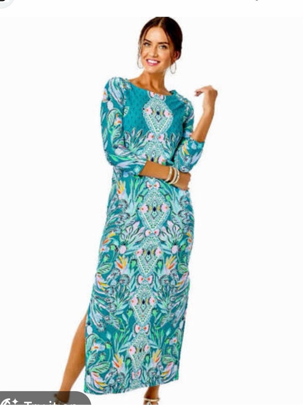 Lilly Pulitzer Seralina Chilly Lilly turquoise maxi dress